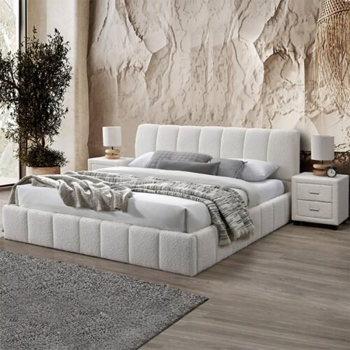 Mercury Boucle Upholstered Bed