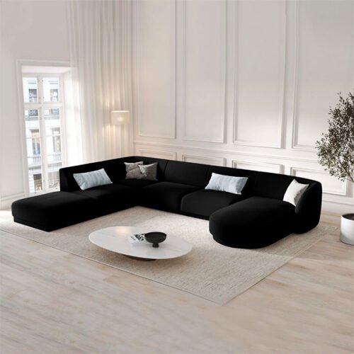 U Shaped Velvet Upholstered Sofa 2