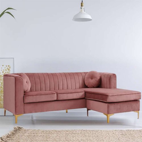 Wide Velvet Modular Sofa Chaise