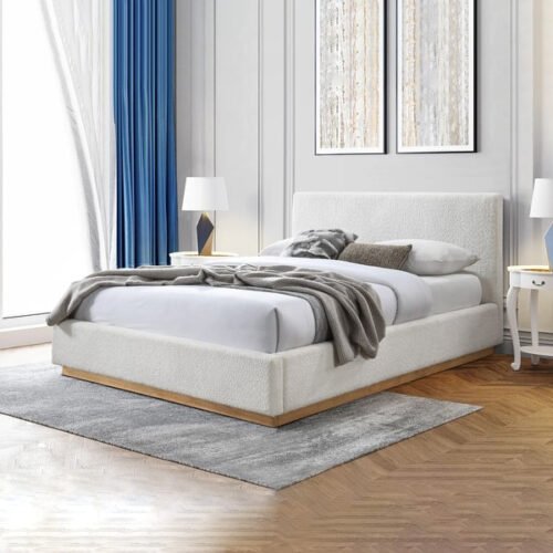 square boucle padded bed